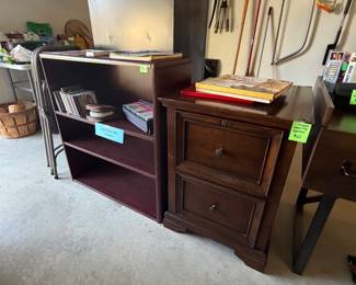 2-drawer wooden file cabinet, small bookshelf