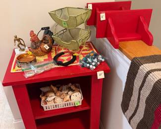 Red shelf and 2 wall shelves