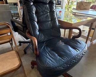 Navy leather office chair