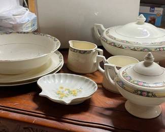 Lot 7312522: Floral China Serving Set & Miniature Teapot Grouping