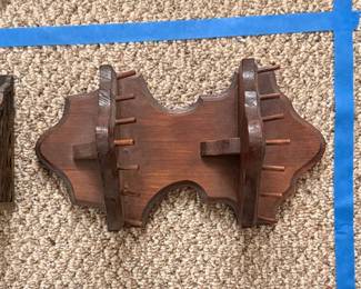 Lot 7312904: Pair of Wall Shelves incl. Carved Floral Wood Letter Rack