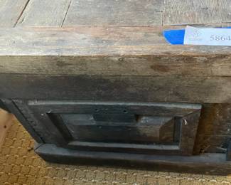 Lot 7313233: Antique Primitive Plank-Top Wooden Storage Chest