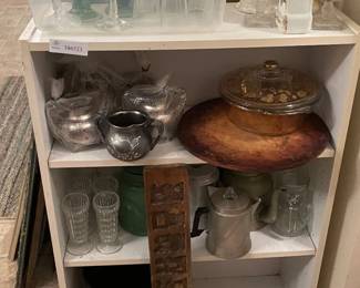 Lot 7313284: Antique Kitchen Group incl. Carved Cookie Mold & Silverplate Set