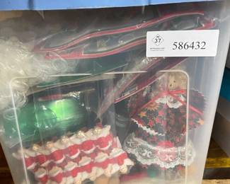 Lot 7312526: Vintage Christmas Decor & Porcelain Doll Parts Grouping, 8+ Bins