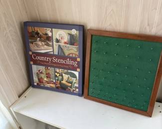 Lot 7313771: Country Stenciling Book & Green Felt Display Frame