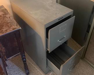 Lot 7312895: Vintage Gray Steel 2-Drawer Filing Cabinet