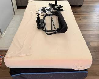 Lot 7312653: Electric Adjustable Bed Base with Mattress, Remote Control & Padded Side Rails