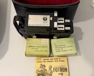 Lot 7312722: Vintage 1960s Fotron III Color Camera with Original Case, Accessories & Advertising
