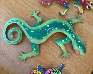 Lot 7312872: Set of 3 Colorful Metal Gecko & Lizard Wall Art Decorations - Tropical Southwestern Style
