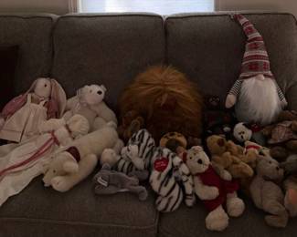 Lot 7312928: Large Assortment of Collectible Teddy Bears, Plush Animals, Decorative Dolls & Holiday Gnome