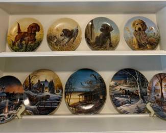 Lot 7312498: Collection of 11 Decorative Collector Plates - Sporting Dogs, Puppies & Winter Americana