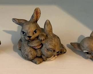 Lot 7312705: Vintage Ceramic Rabbit & Bunny Figurine Collection - Set of 3 - Woodland Decor