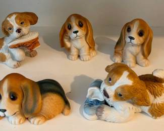 Lot 7312702: Vintage HOMCO Porcelain Puppy Dog Figurine Collection - Set of 5 - Made in Taiwan
