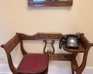 Vintage Duncan Phyfe Style Lyre-Back Gossip Bench