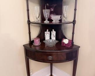 Vintage Mahogany Corner Washstand Style Etagere