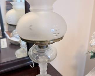 Vintage Frosted Glass Oil-Style Table Lamp