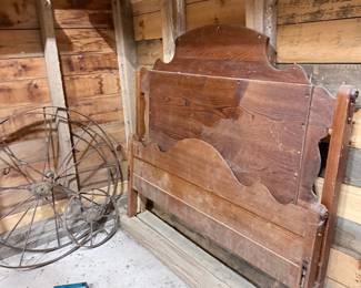 Antique Pine Spool Bed Frame