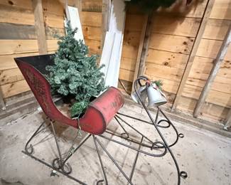 Vintage Metal Christmas Sleigh Decoration