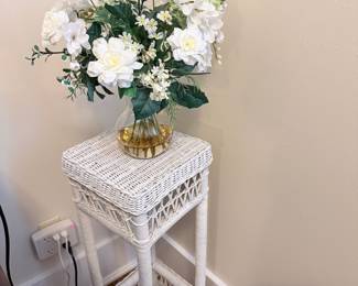 Vintage White Wicker Plant Stand