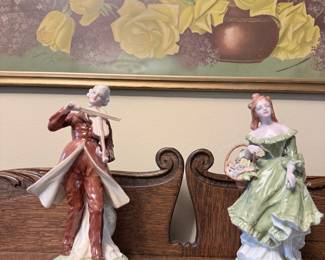 Vintage Lefton Porcelain Musician and Lady Figurines