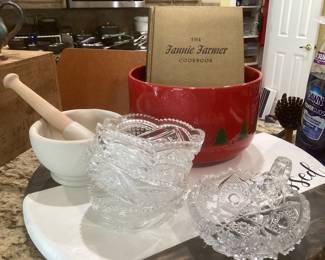 Crystal serving pieces