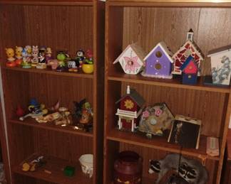 Handmade bird houses and figurines
