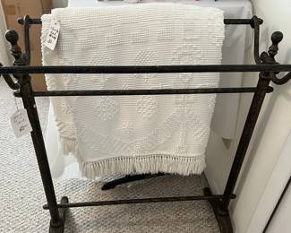 Cast Iron Quilt Stand, Chenille Bed Spread