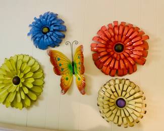 Metal Flowers & Butterfly Decor