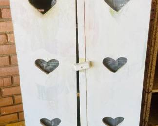 Vintage Wooden Heart Two Door Cabinet