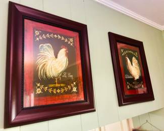 Two French Inspired Rooster Prints