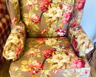 Floral Motif Wingback Chair - 1 of 2