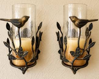Pair of Bird Wall Sconce Candle Holders