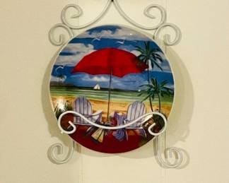Set of 3 Decorative Plates & Holder