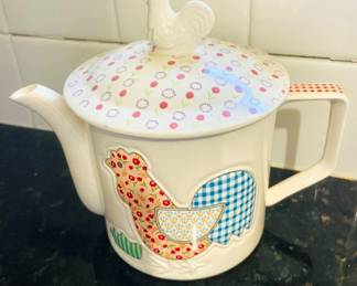 Vintage Patchwork Rooster Teapot