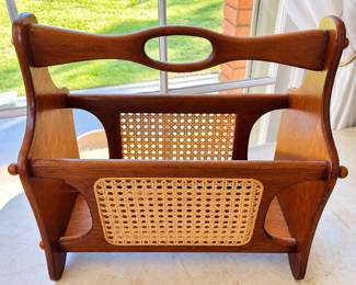 Vintage Caned Magazine Rack