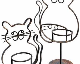 Vintage Wrought Iron Cat Plant Holders