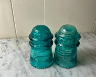 vintage aqua-blue glass electrical insulators