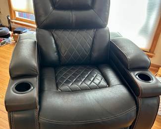 Black leather-look theater-style recliner