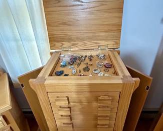 Beautiful custom-built pine jewelry armoire