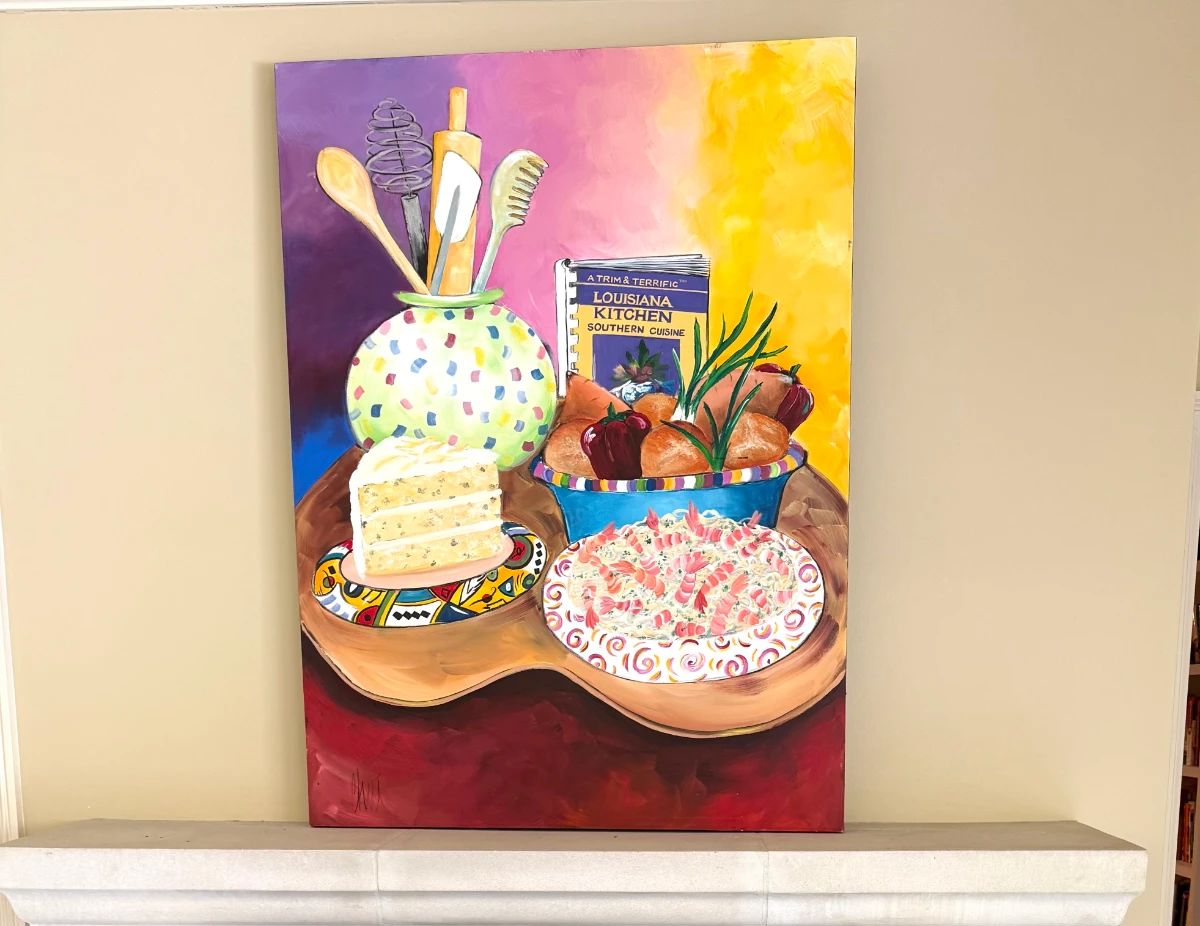 Colorful Painting Depicting One of Clegg's Well Known Cookbooks