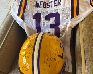 Autographed LSU Jersey and Helmet