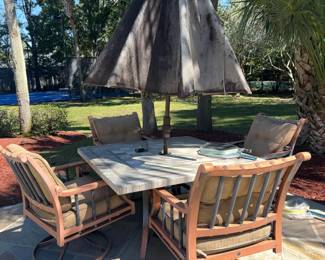 Patio Table with 4 Chairs and Umbrella