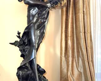 Antique French Art "Reine de Pres" Bronze Sculpture Signed by Auguste Moreau