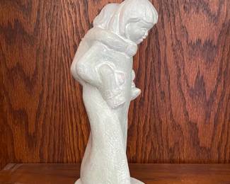 Isabel Bloom Ceramic Sculpture Of A Woman Carrying A Child On Her Back