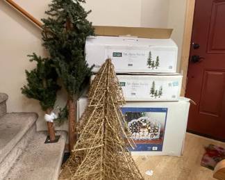Artificial Alpine Trees Gold Trees  Holiday Snowman Fireplace Screen