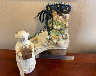 Snowman  Polar Bear Resin Ice Skate Wall Hanging  Flurryville Snowman