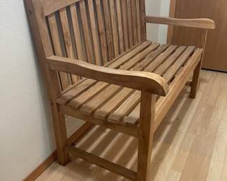 Teak Slatted Wood GardenPatio Bench