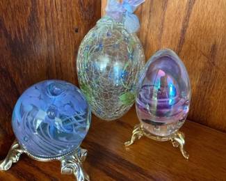 Mt St Helens Ash Glass Glass Paper Weight Crackle Glass Egg Ornament