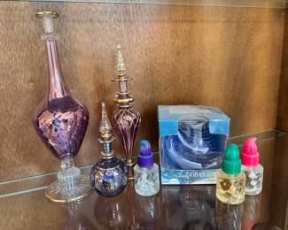 Vintage Glass Perfume Bottles With Oil Lamp