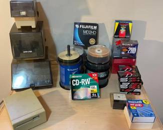 Unused Cds Floppy Disk Reader With Floppy Discs And More